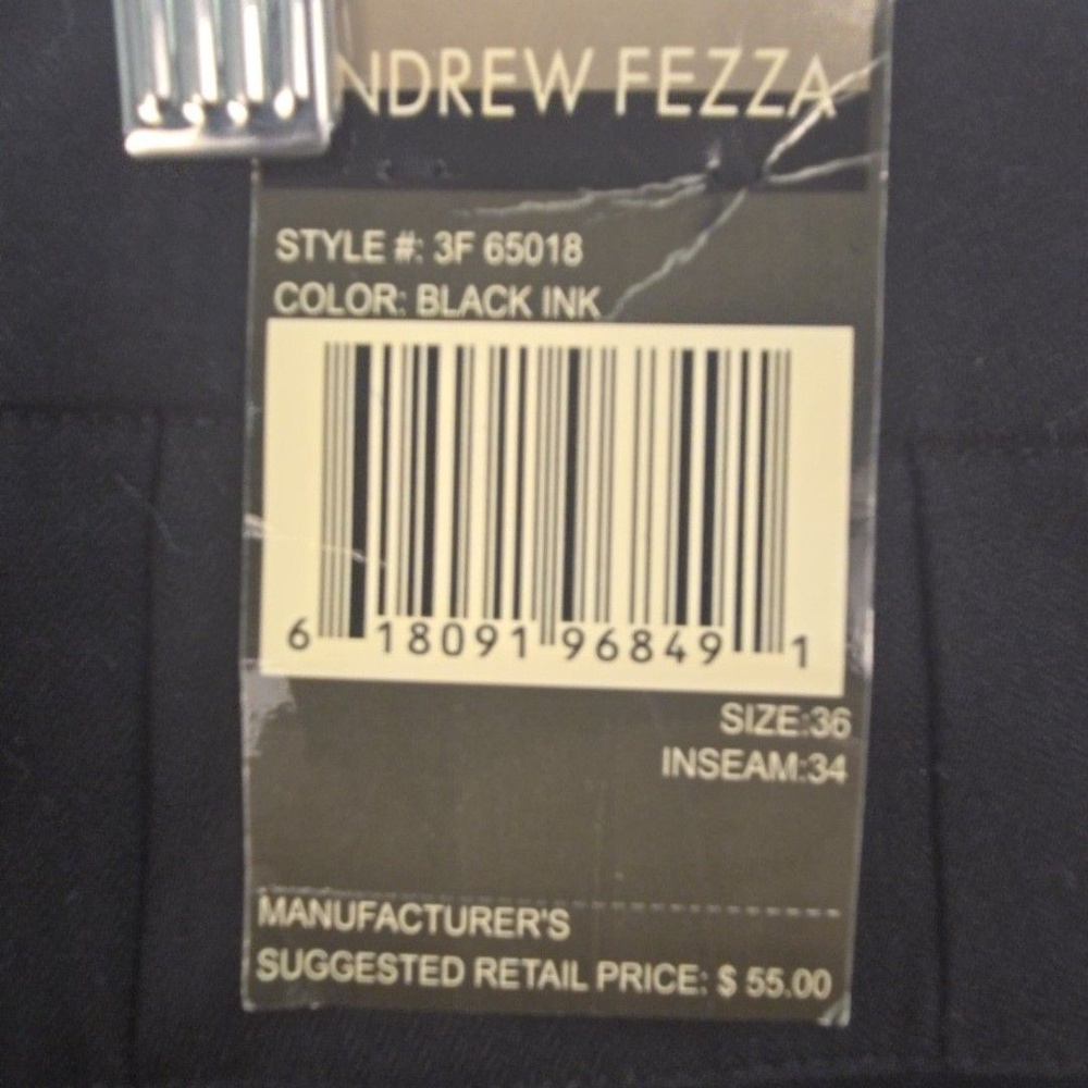 Andrew Fezza Dress Pants Mens 36x34 Black Ink Pleated Classic Fit Rayon Blend - Picture 10 of 16